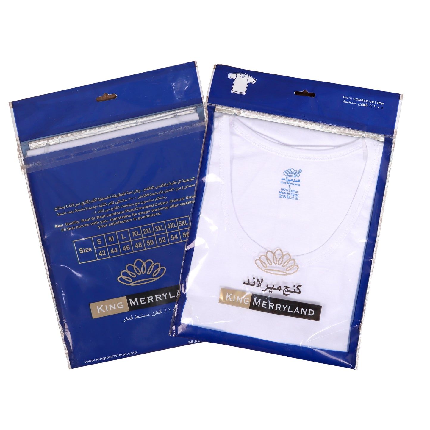 عبوة من 3 قطع نص كم رجالي كنج ميرلاند قطن 100%